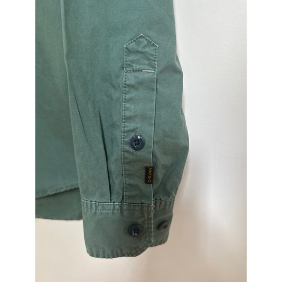 G Star Raw Button Up Tactical Olive Green Button Up Shirt Zippered Pocket - Picture 2 of 6